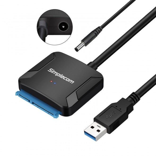 Simplecom SA236 USB 3.0 to SATA Adapter Cable Converter with Power Supply for 2.5' & 3.5' HDD SSD Simplecom SA236 USB 3.0 to SATA Adapter Cable Converter with Power Supply for 2.5' & 3.5' HDD SSD